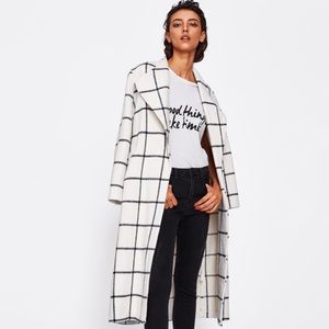 Shein Drape Collar Gris Oversized Coat